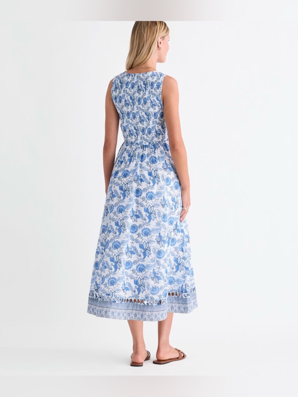 Vineyard Vines “Ellen”Blue and White Floral Midi Dress - Picture 2 of 7